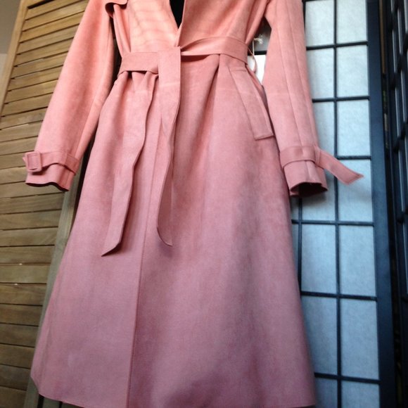 Gorgeous Fluffy Casual Rose Removable Belt Side Pockets Open Front Coat - Picture 12 of 16